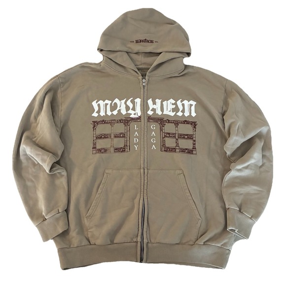 Lady Gaga Opera‎ Haus Hoodie XL Beige Full Zip Mayhem Ball 2025 Merch NEW *flaw